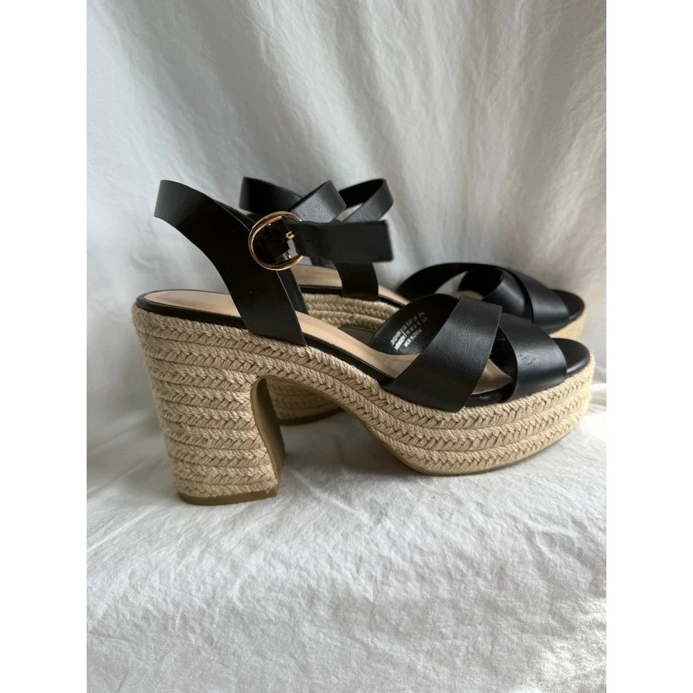 Dream Pairs Black Espadrille Platform Sandals Chunky Block Heel Womens 10